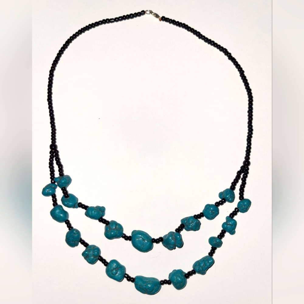 Vintage Chunky Turquoise Necklace 22"